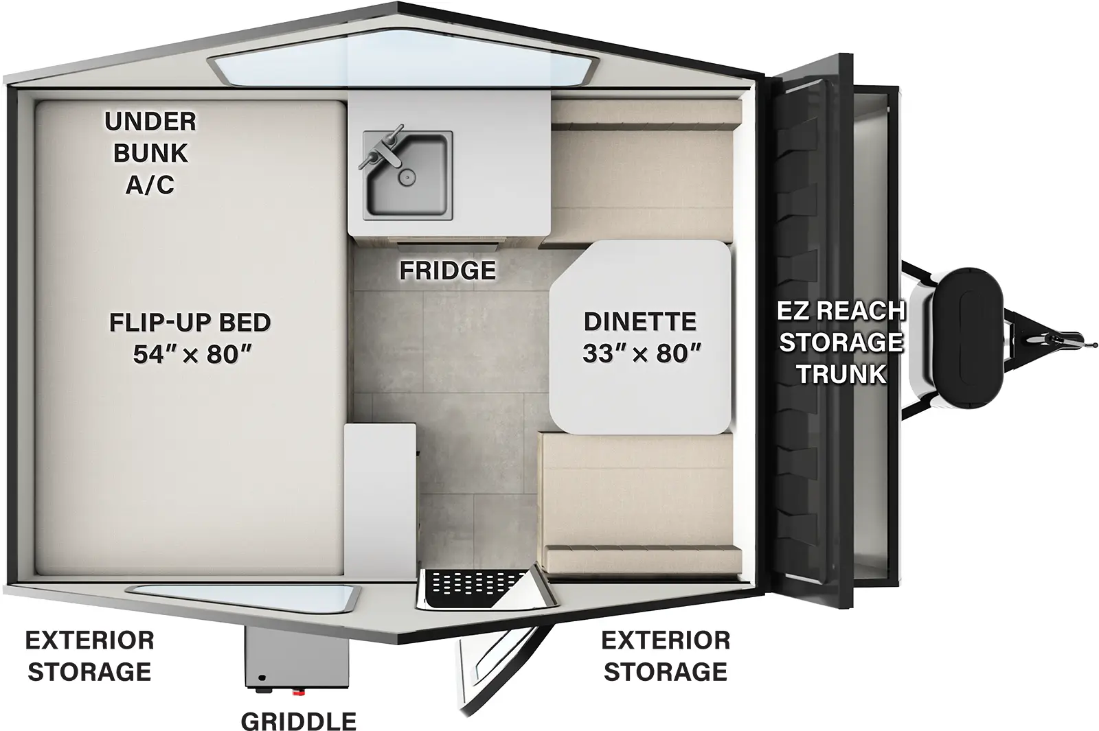 Rockwood Hardside Pop Up Campers A101RB Floorplan